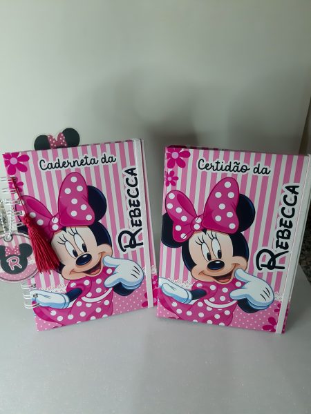 Kit Caderneta de Vacina + Porta Certidão de Nascimento - Minie Rosa