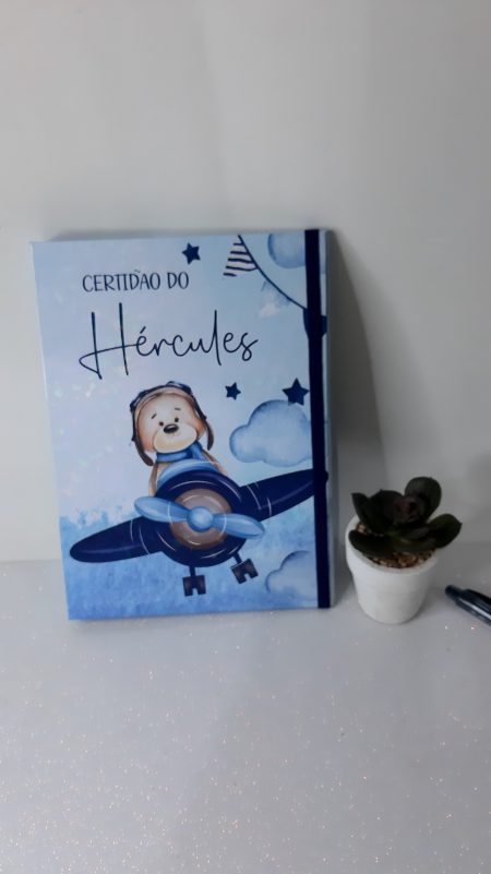Porta Certidão - Ursinho Aviador